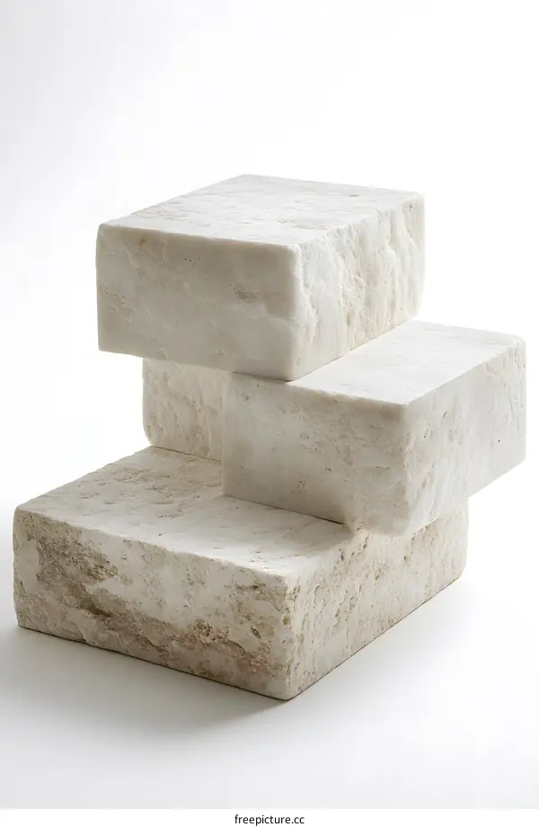 Abstract Stone Sculpture on White Background