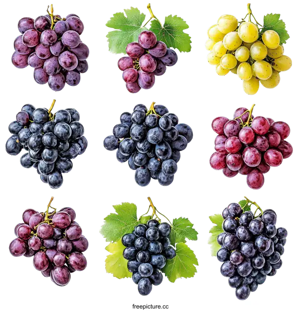 [Transparent Background PNG]Assorted Grapes Variety Collection