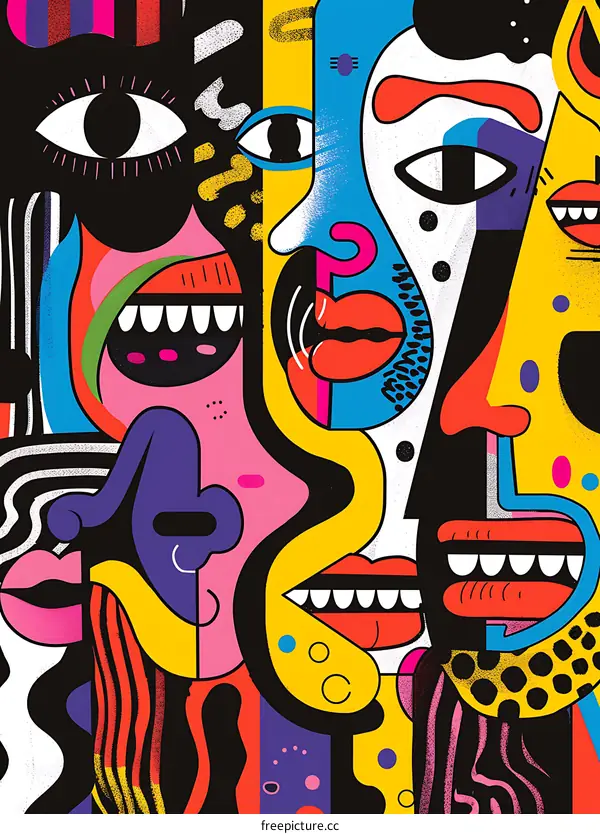 Abstract Pop Art Illustration of Faces