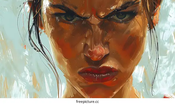 Portrait of a woman with an angry expression on her face