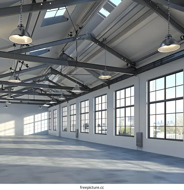 Industrial Loft Interior Design With Large Windows