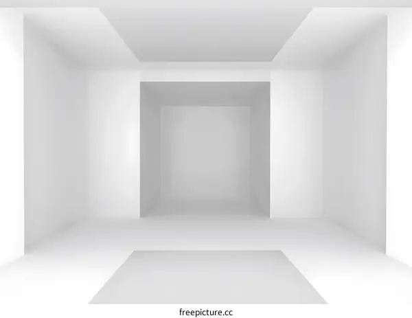 Empty White Room With Abstract Geometric Shapes