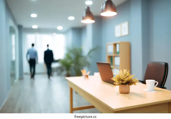 Modern Office Interior with Two Businessmen