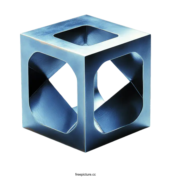 [Transparent Background PNG]Abstract Metal Cube with Intricate Design