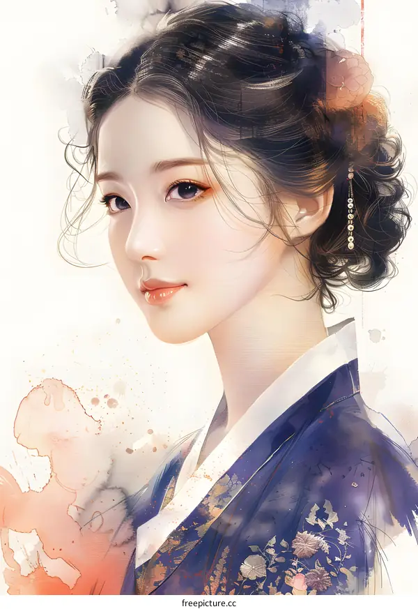 A beautiful Korean woman in traditional dress