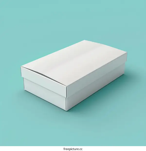 White cardboard box on blue background