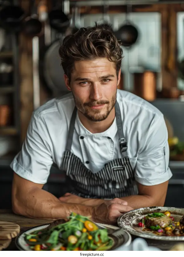 Portrait of a Confident Chef in a Restaurant Kitchen