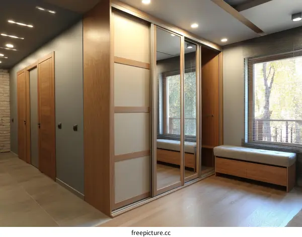 Modern Walk-in Closet with Bench