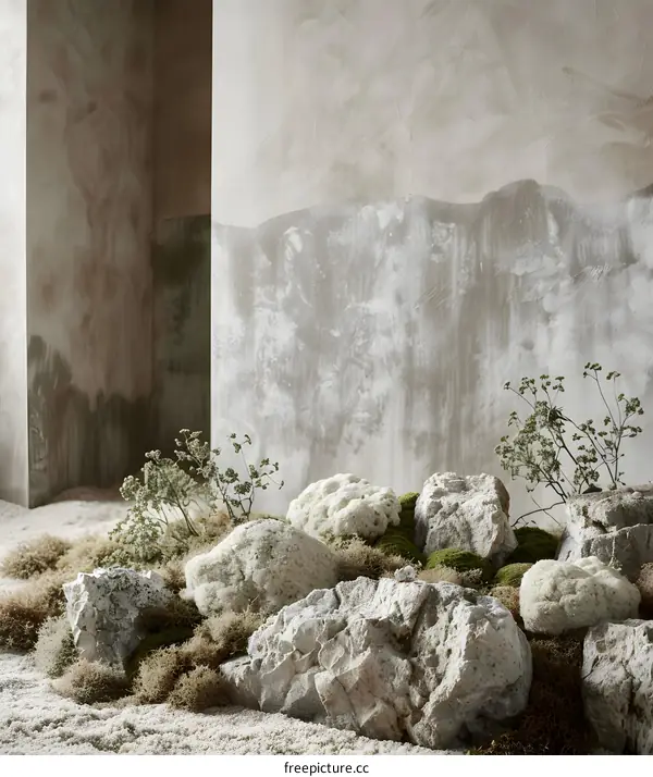 Rock Formations with Sand and Moss