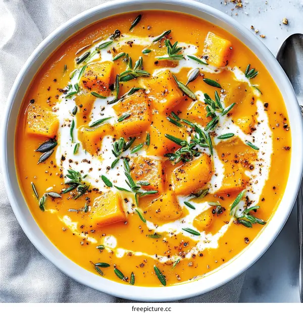 Delicious Pumpkin Soup with Fresh Herbs