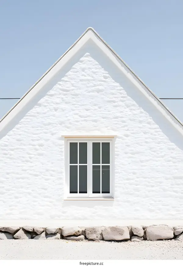 White Wall With Window and Rock Border