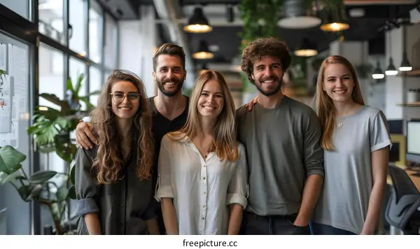 Portrait of a group of young professionals in a modern office