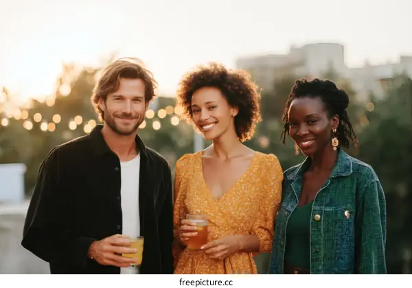 Diverse Group Smiling Outdoors