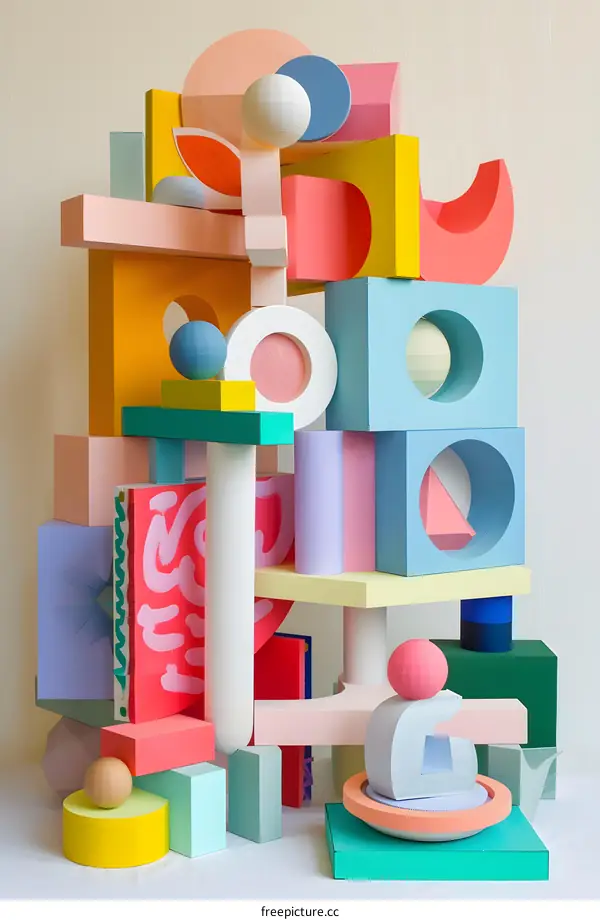 Abstract Colorful Geometric Shapes Art Sculpture