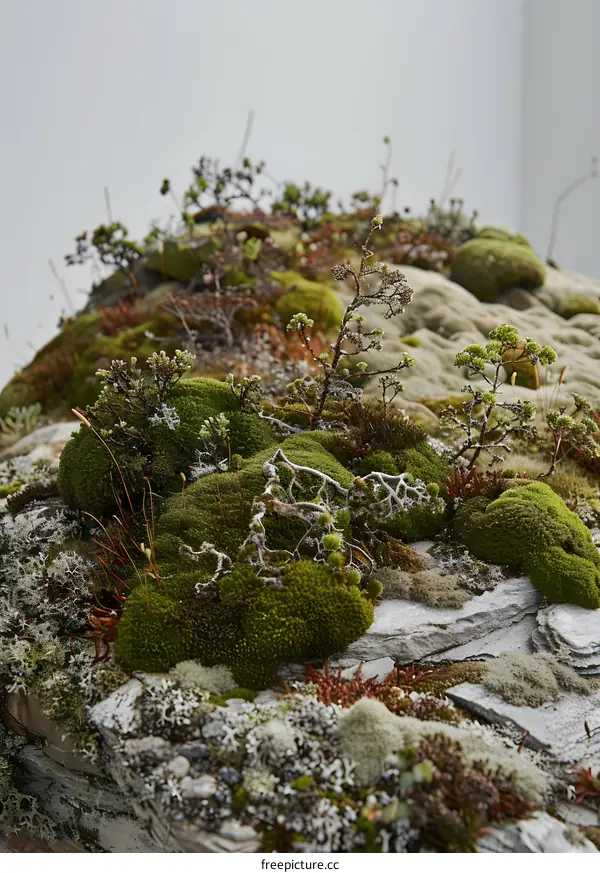 Closeup of Mossy Rock Texture in Nature