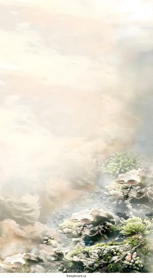 Abstract Watercolor Landscape With Green Plants