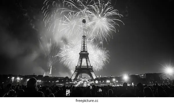 Fireworks Over the Eiffel Tower in Paris France