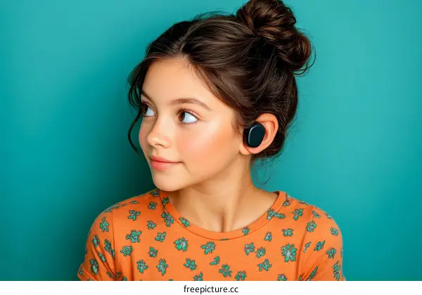 Cute Girl with Stylish Earbuds