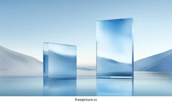 Abstract Glass Blocks in a Winter Landscape