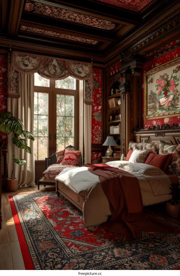 Elegant Antique Bedroom with Luxurious Furnishings