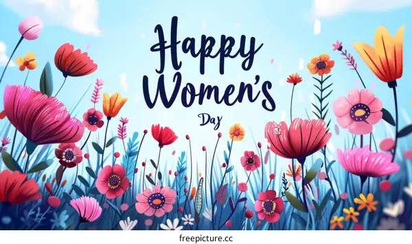 Happy Women's Day with colorful flowers
