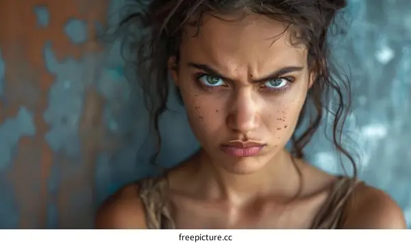 Close-up Portrait of a Woman with a Determined Expression