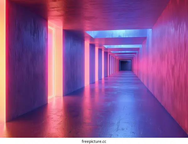 Pink and blue glowing futuristic sci-fi tunnel