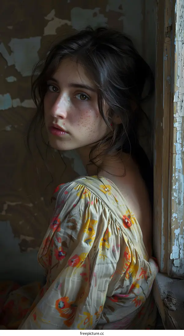 Portrait of a Young Woman with Freckles