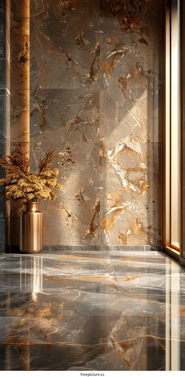 Empty Room With Marble Wall And Floor