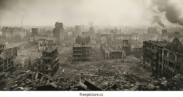 Ruins of Warsaw Poland after World War I