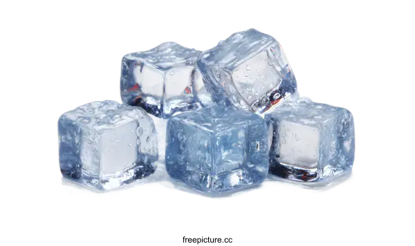 [Transparent Background PNG]Clear Blue Ice Cubes on White Background for Cold Drinks