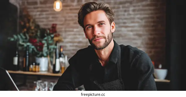 Confident Cafe Barista Portrait