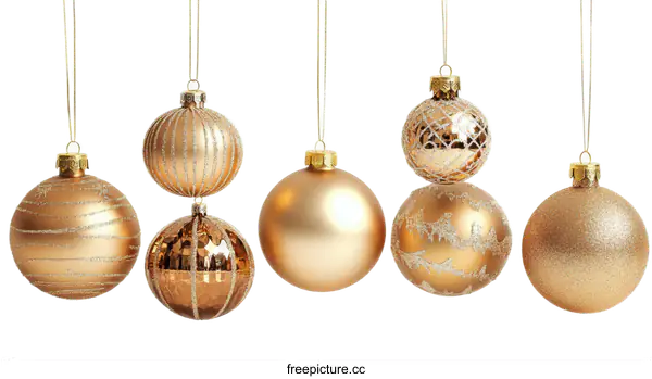 [Transparent Background PNG]Golden Christmas Ornaments Collection