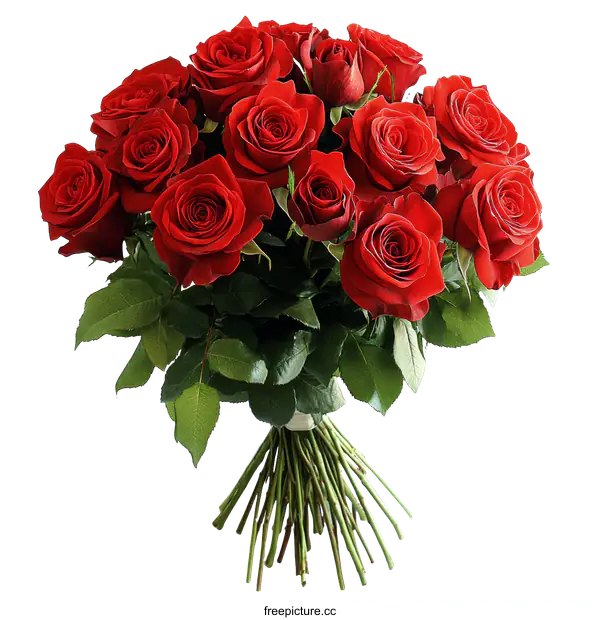 [Transparent Background PNG]Red Roses Bouquet Close Up