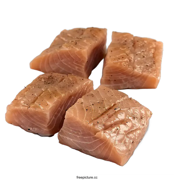 [Transparent Background PNG]Four pieces of raw salmon