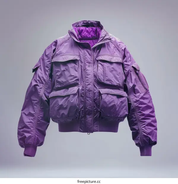 Purple winter coat with lots of pockets