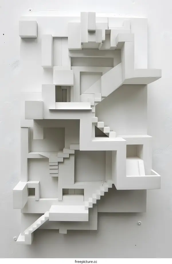 Abstract White Geometric Sculpture