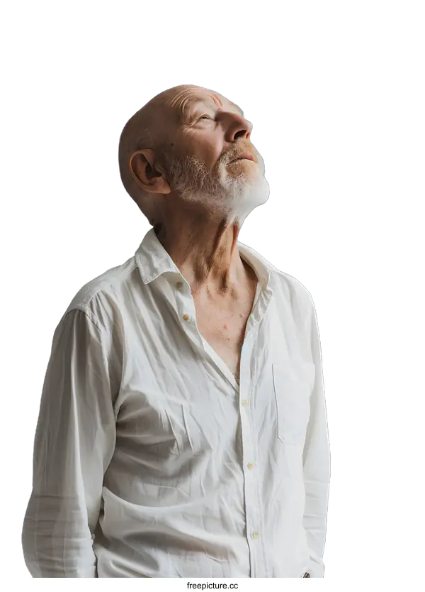 [Transparent Background PNG]An old man looking up