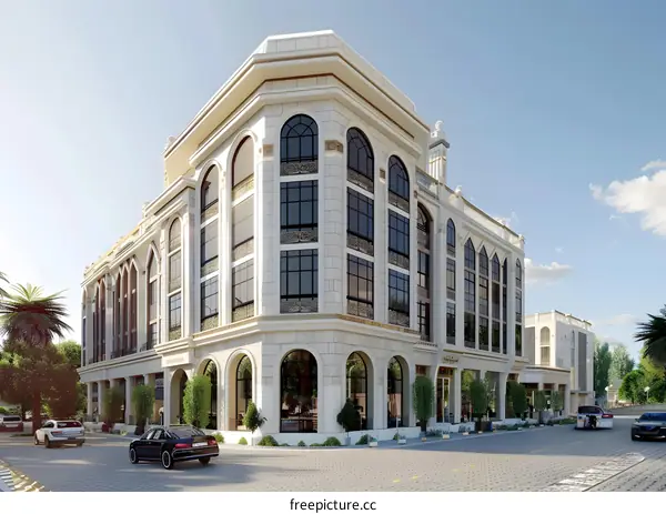 Modern Architectural Design of Building with Arched Windows