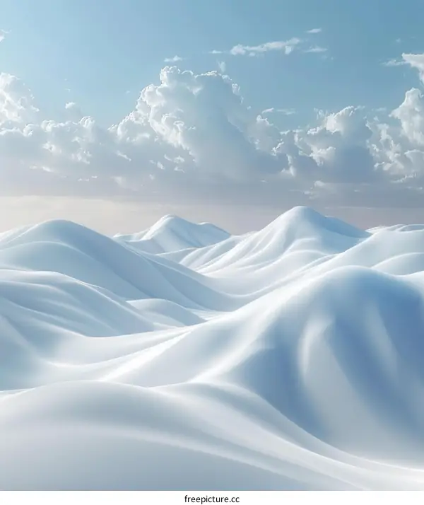 Serene Winter Landscape with Snow-Covered Hills