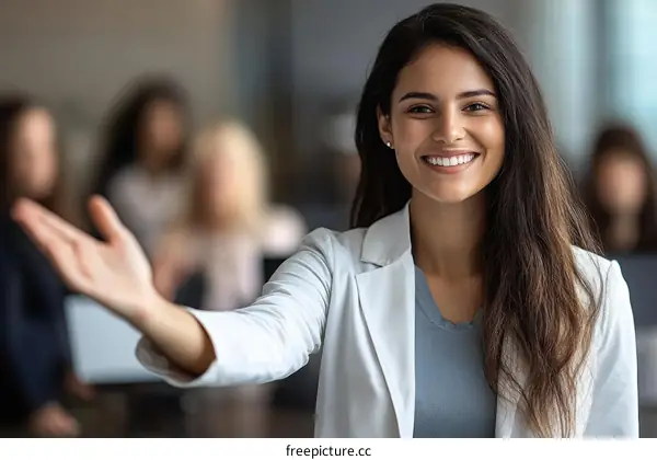 Business Woman Presenting to Colleagues