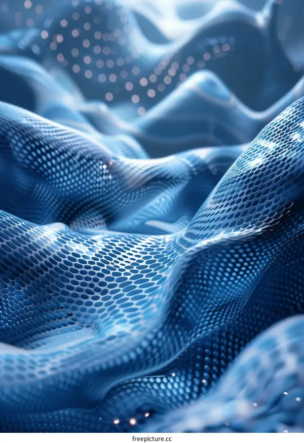 Blue Futuristic Landscape with Hexagonal Pattern