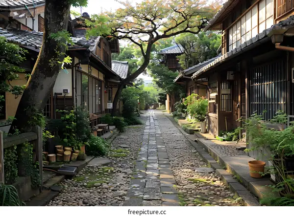 Peaceful Traditional Japanese Village Street