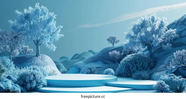 Winter Wonderland Scene with Frozen Trees