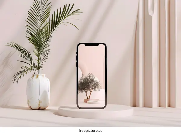 Minimalist Phone Mockup With Plant