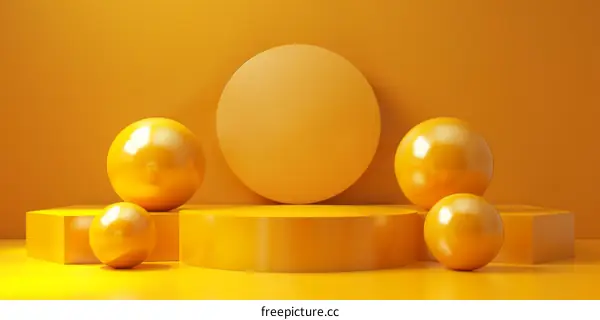 Geometric Orange Display Podium with Balls