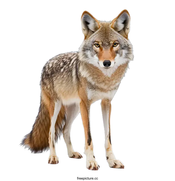 [Transparent Background PNG]Coyote Standing on White Background