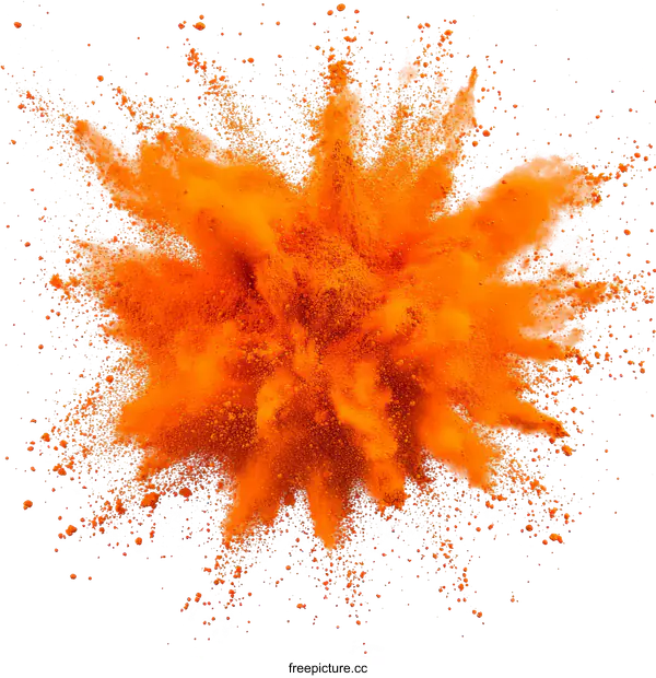 [Transparent Background PNG]Orange Powder Explosion on White Background