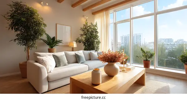Modern Living Room with Large Windows