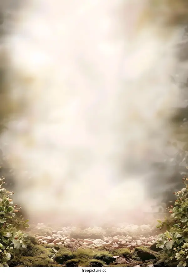 Magical Forest Landscape with White Mist and Green Foliage